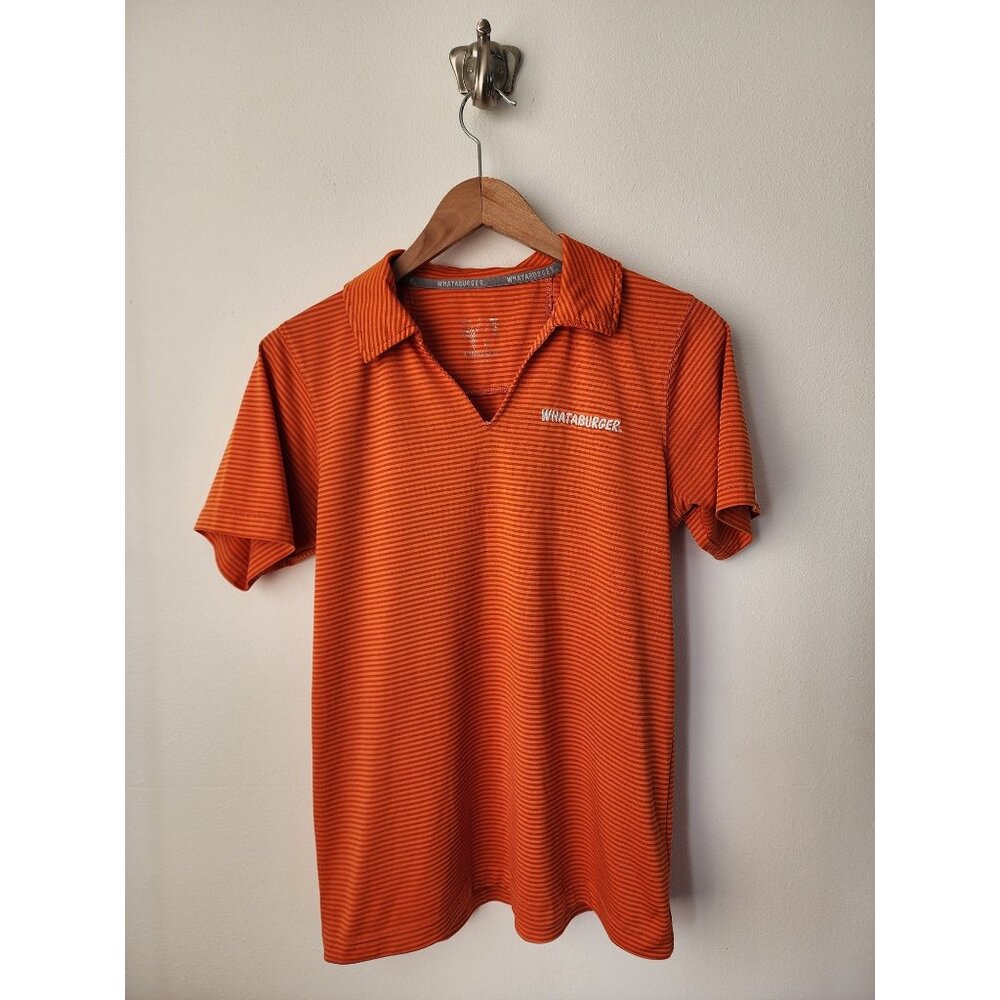 Whataburger orange stripe worker uniform polo S
